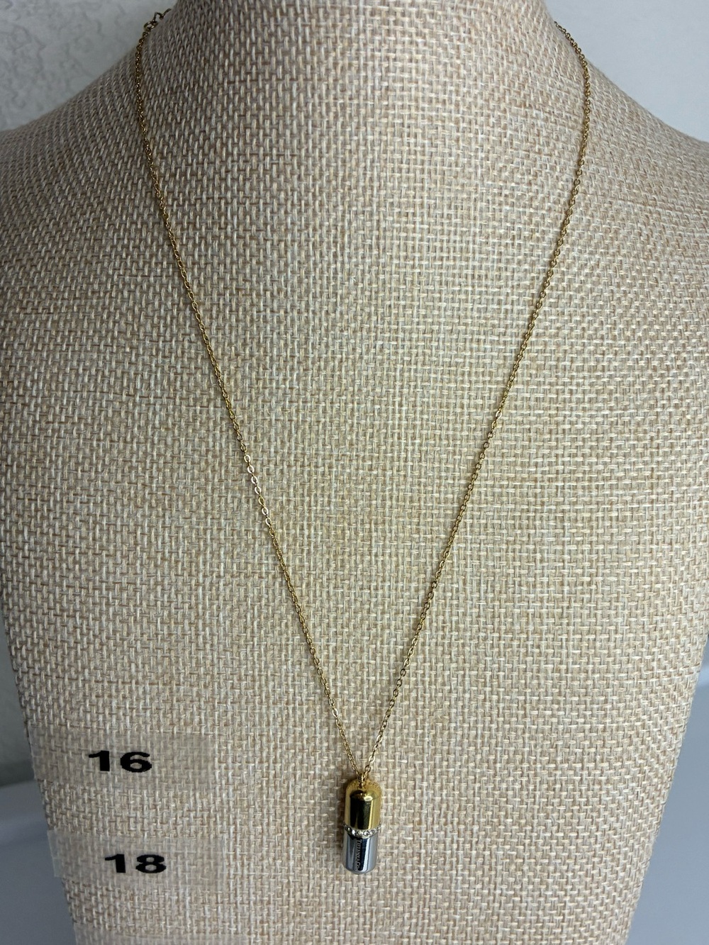 Vintage Two-Tone Gold and Silver Capsule Pendant Necklace